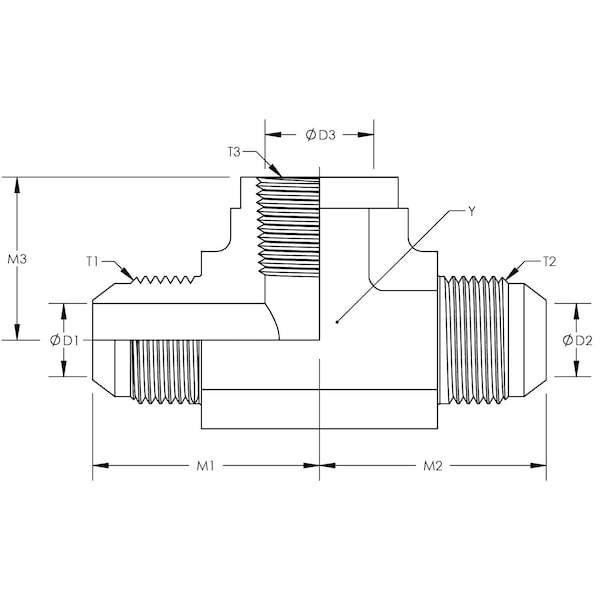 Male JIC To Male JIC To Female Pipe Branch Tee